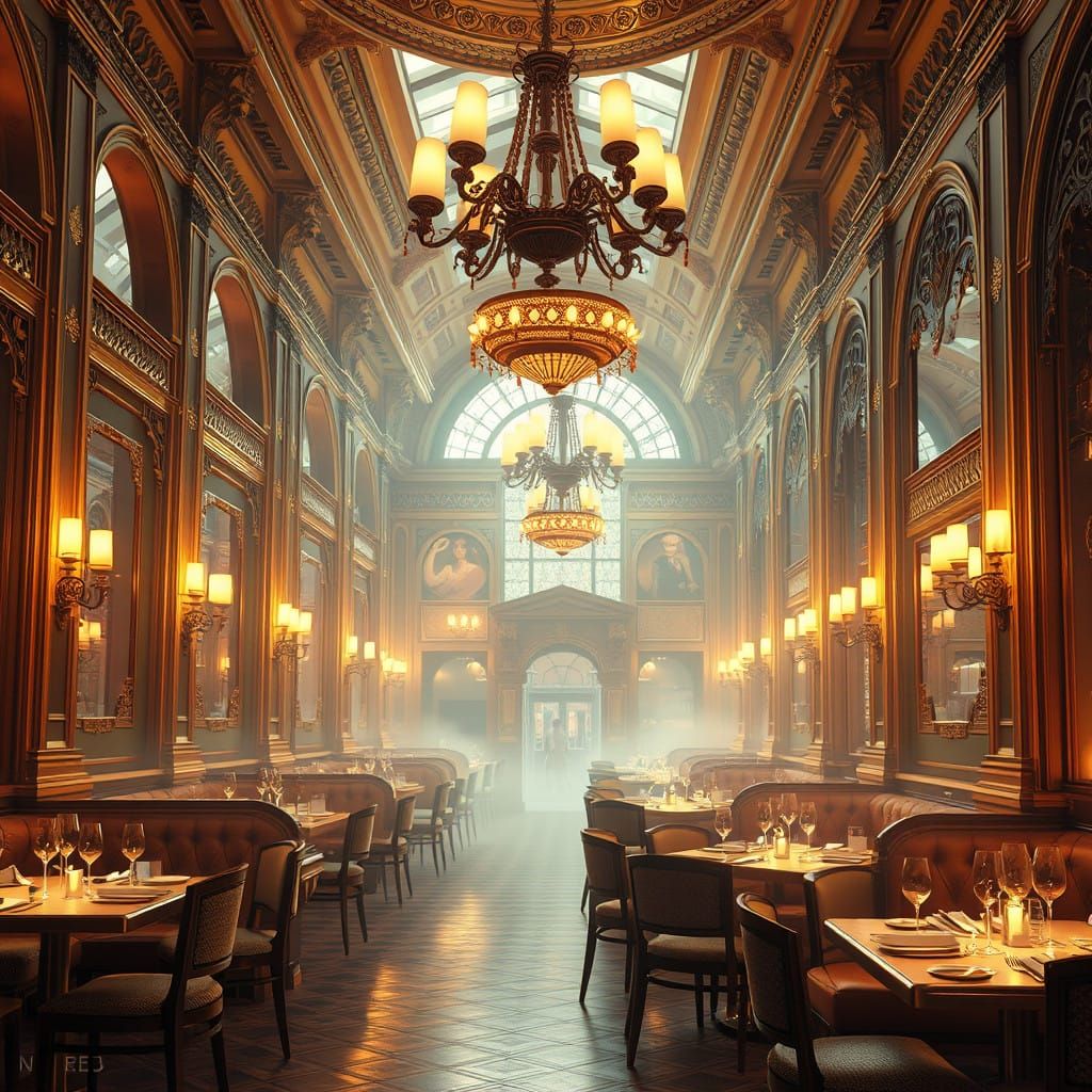 Elegant Parisian Bistro in Futuristic 3D