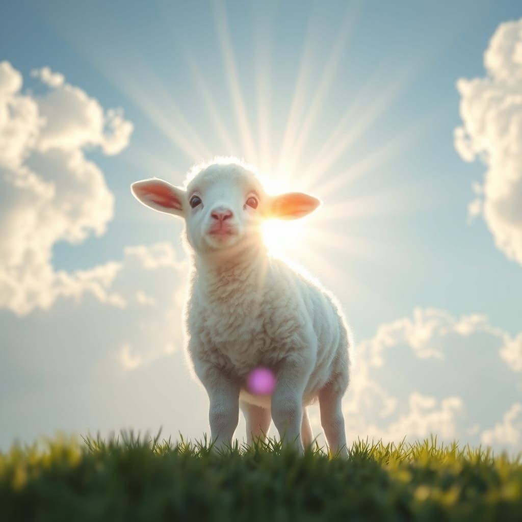 Sacred Paschal Lamb Illuminated by Heavenly Sunshine