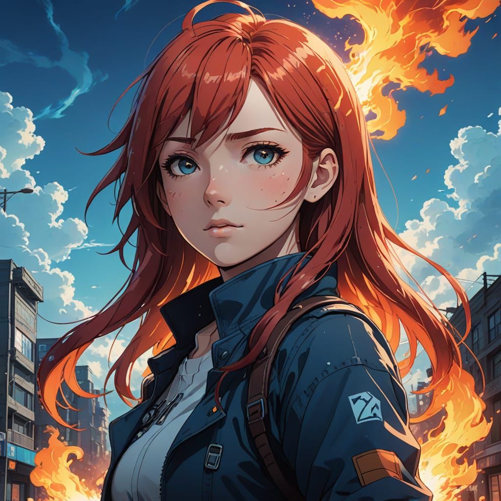 Girl with Fiery and Icy Hands Stands Before a Divided World