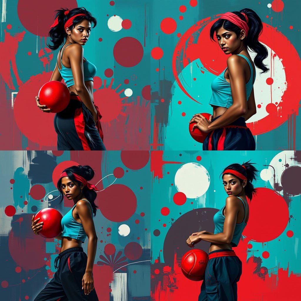 Vibrant Indian Woman in Bold, Abstract Pop Art Style