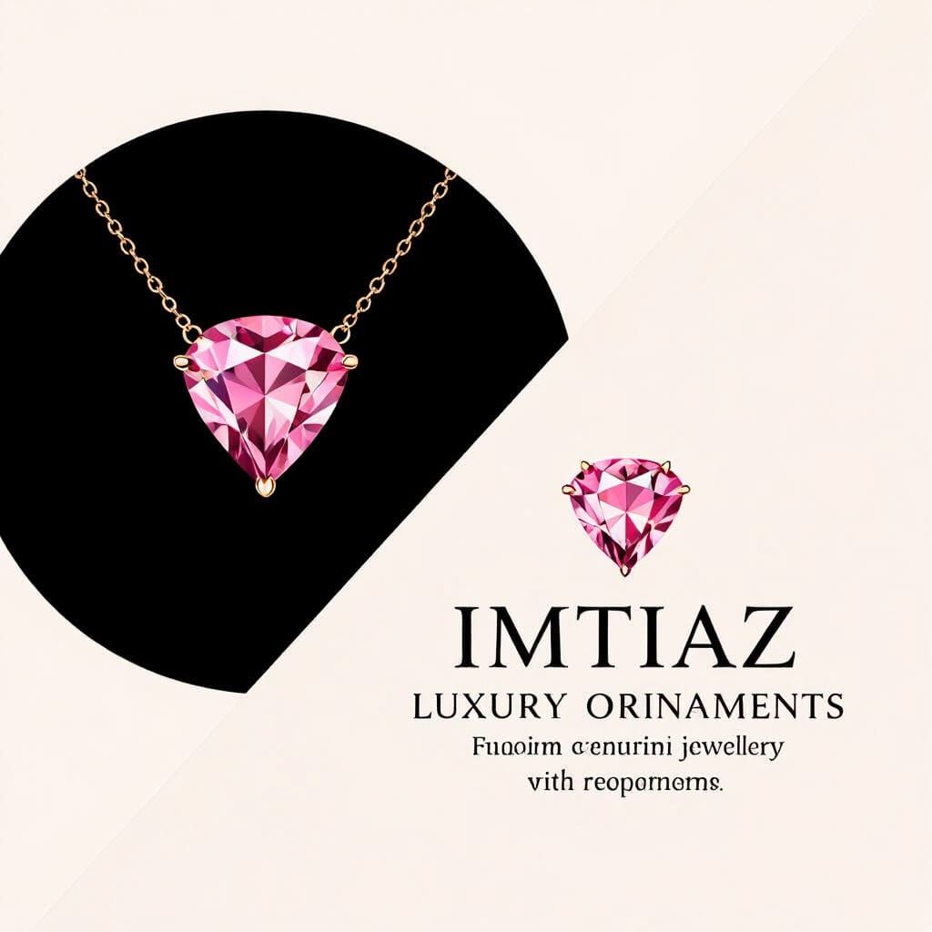 Elegant Rose Pink Gemstone Logo on Black Background