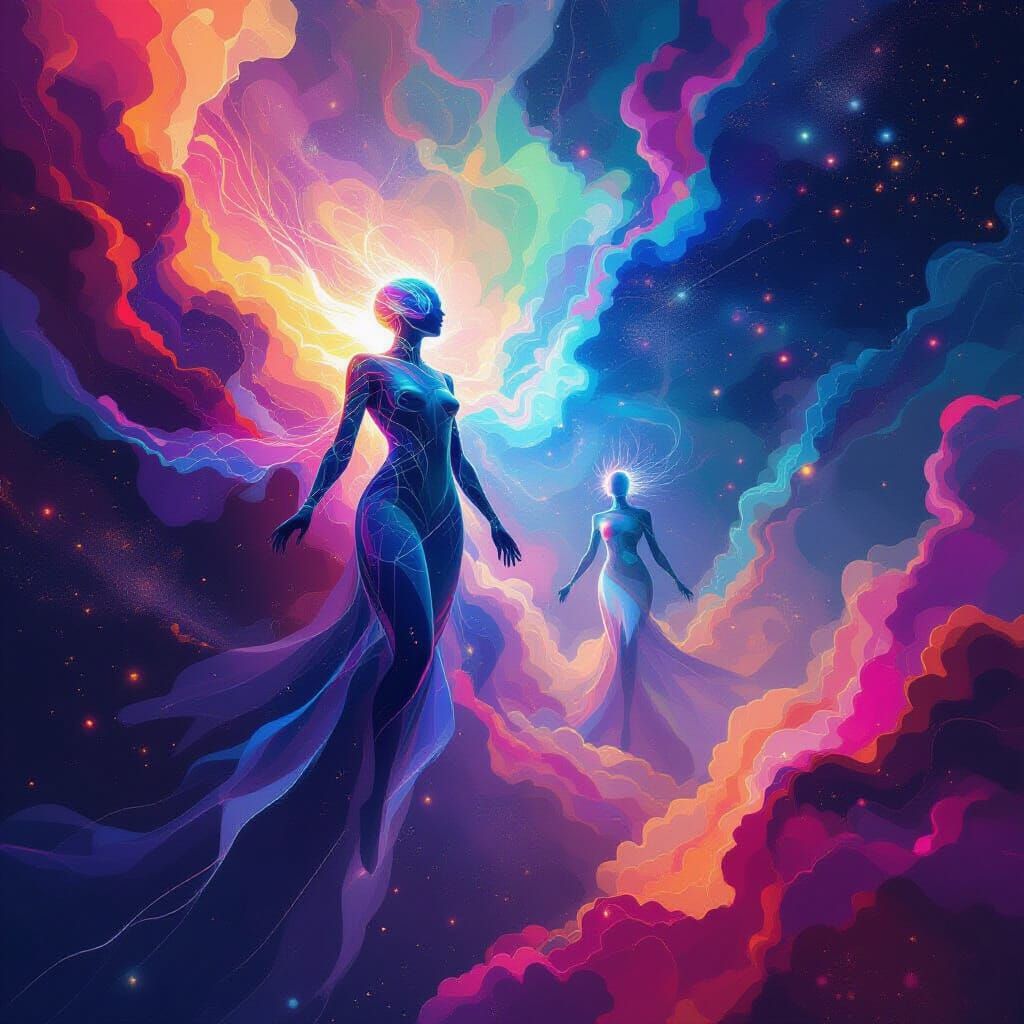 Ethereal Energy Beings in Vibrant Metaverse NFTs