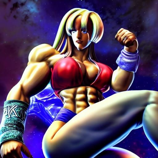 Female Bodybuilder as KOF Character, Digital Illustration