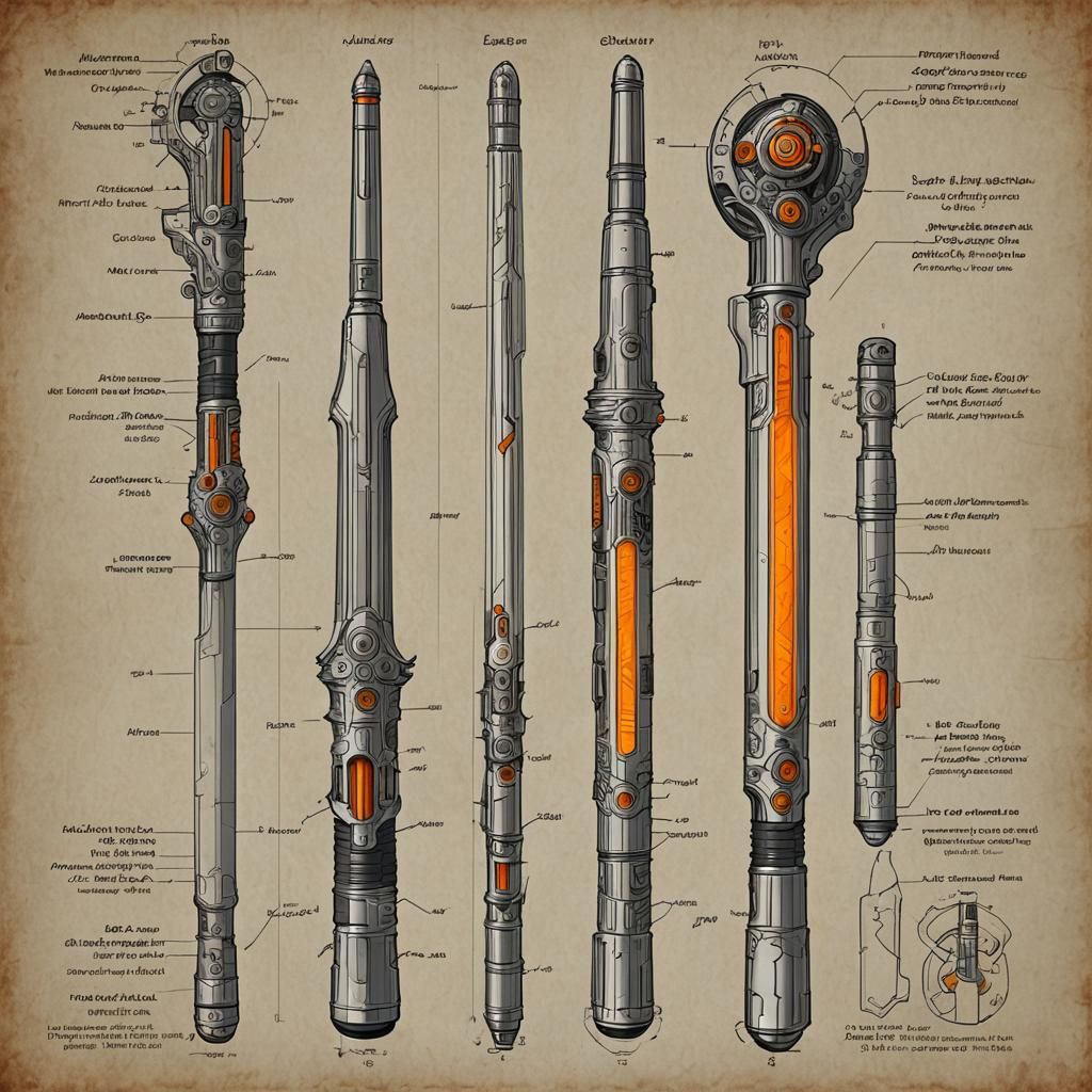 Lightsaber Schematic with Orange Blade