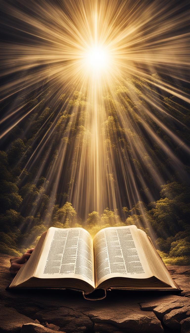 Open Bible Radiating Light with Human Hands