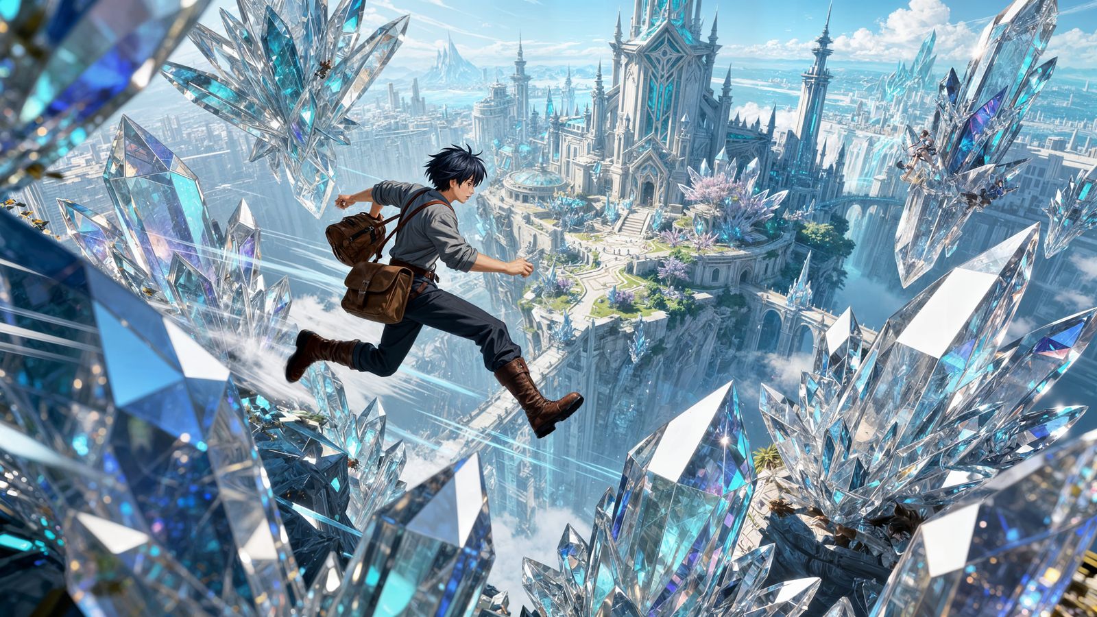 Anime Explorer Leaps Through Crystalline City