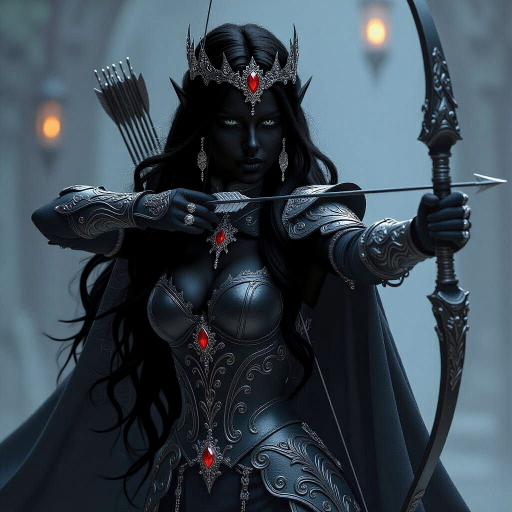 Dark Elf Warrior in Gothic Victorian Armor