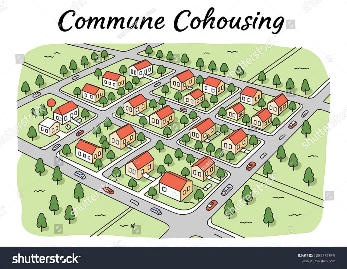 Hand-Drawn Architectural Plan for Cohousing Village