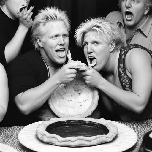 Gary Busey Competes in Pie Eating Contest