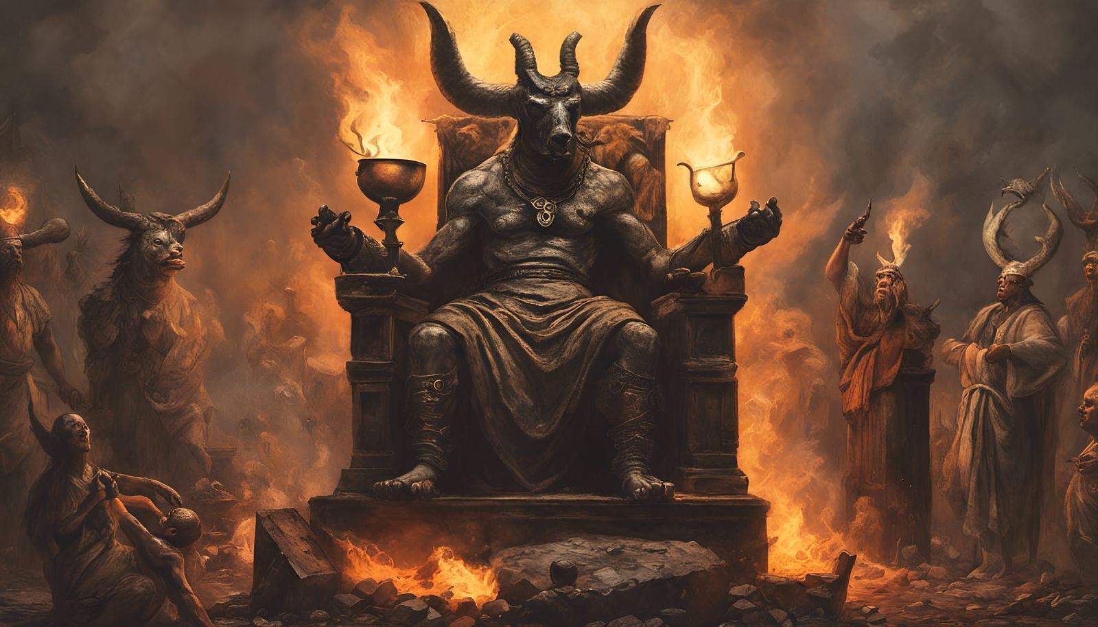 Moloch Enthroned: A Hyperrealistic Pagan Ritual