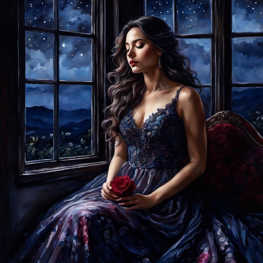 Meditative Woman in Watercolor Style