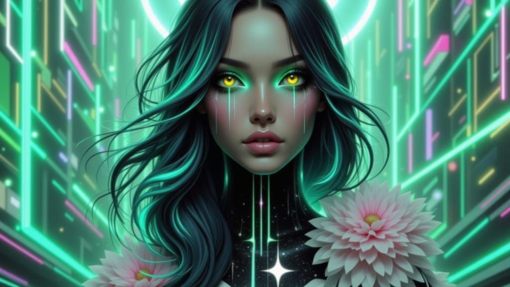 Geometric Wildflowers in Expressive Dadaist Style