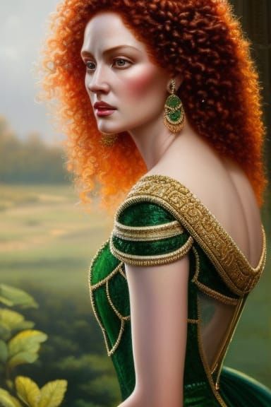 Red-Headed Goddess Portrait in Hyperrealist Style
