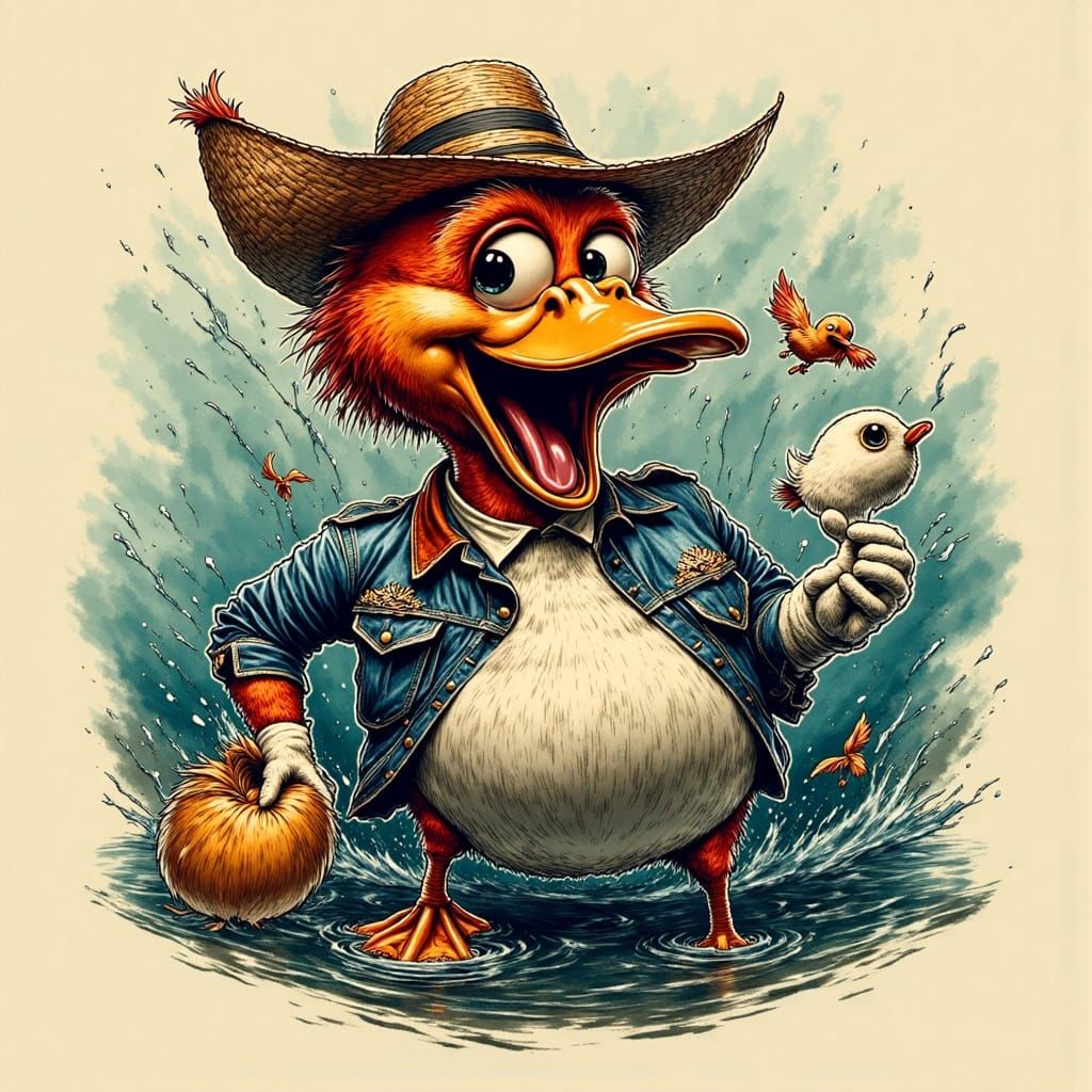 Screamo Duck in Vibrant Flux Art