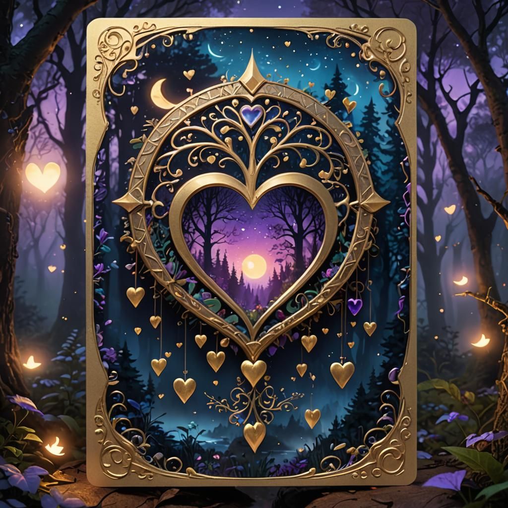 Mystical Hearts Card in Whimsical Forest