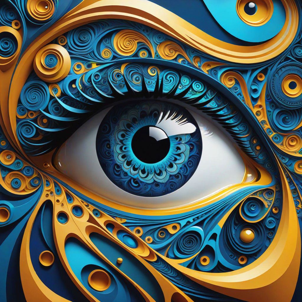 Galaxy Swirls Within a Human Eye in Vibrant, Intricate Patte...