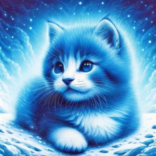 Kitten in Iridescent Winter Wonderland