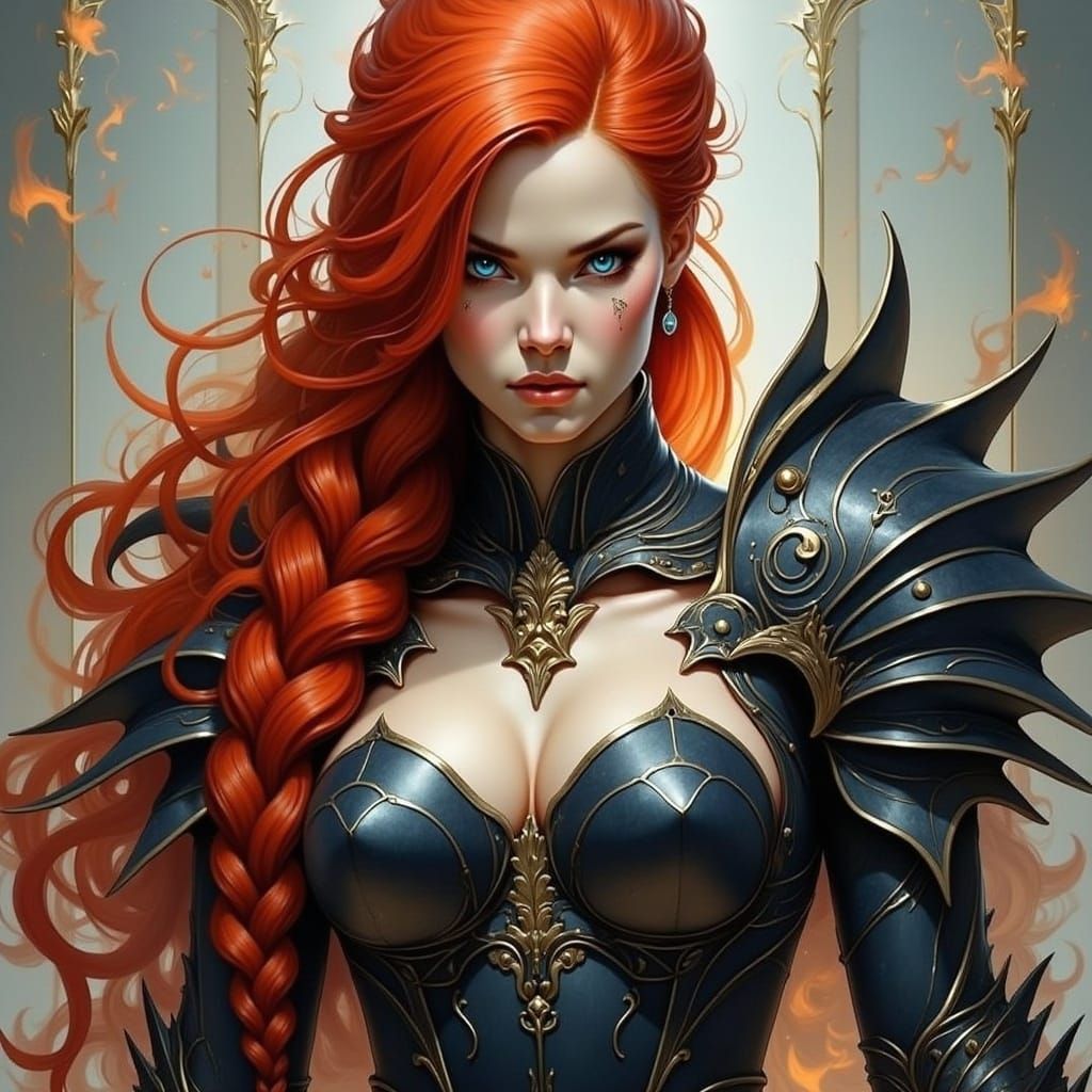 Heroic Warrior in Dark Spiked Armor