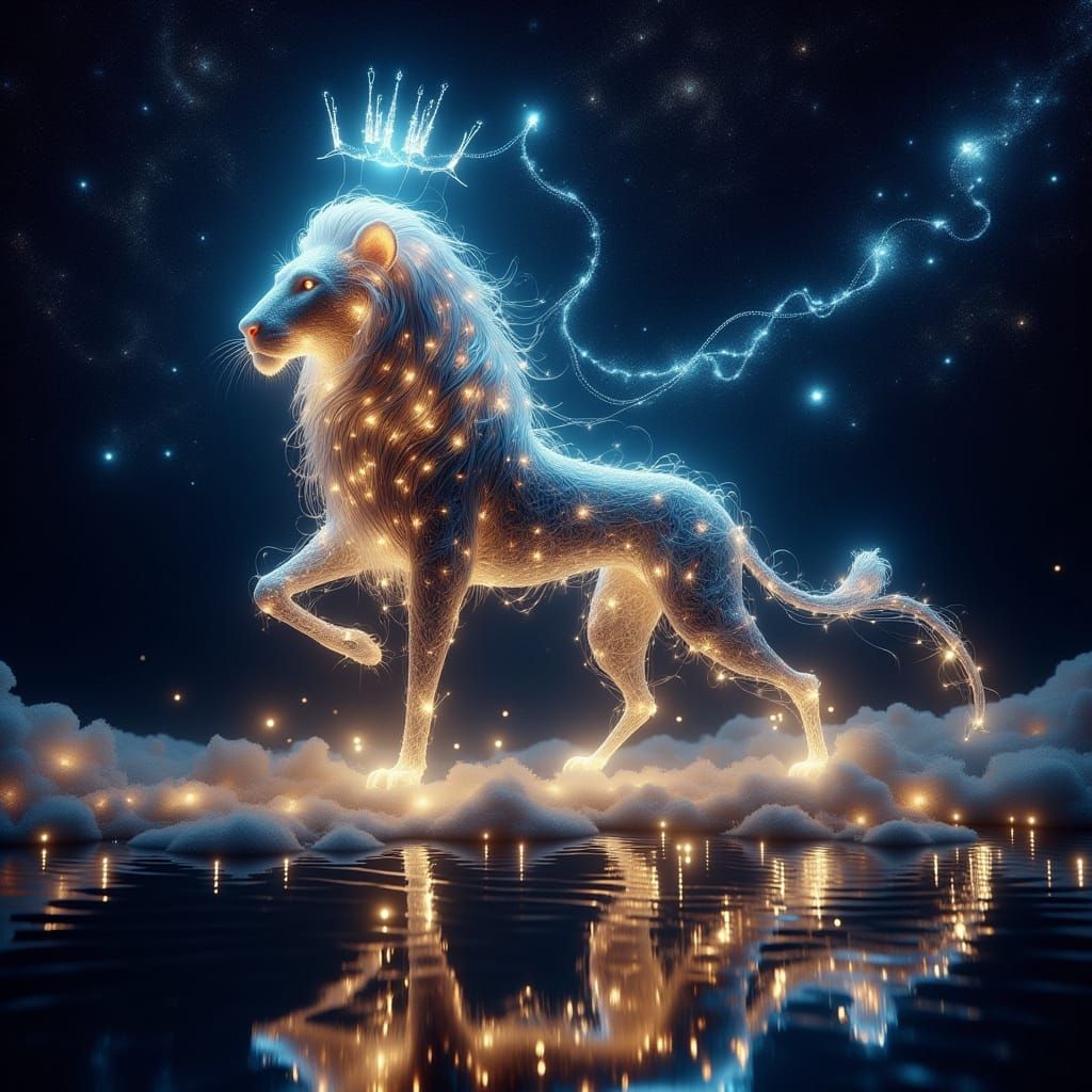 Ethereal Starry Lion Constellation in Deep Space