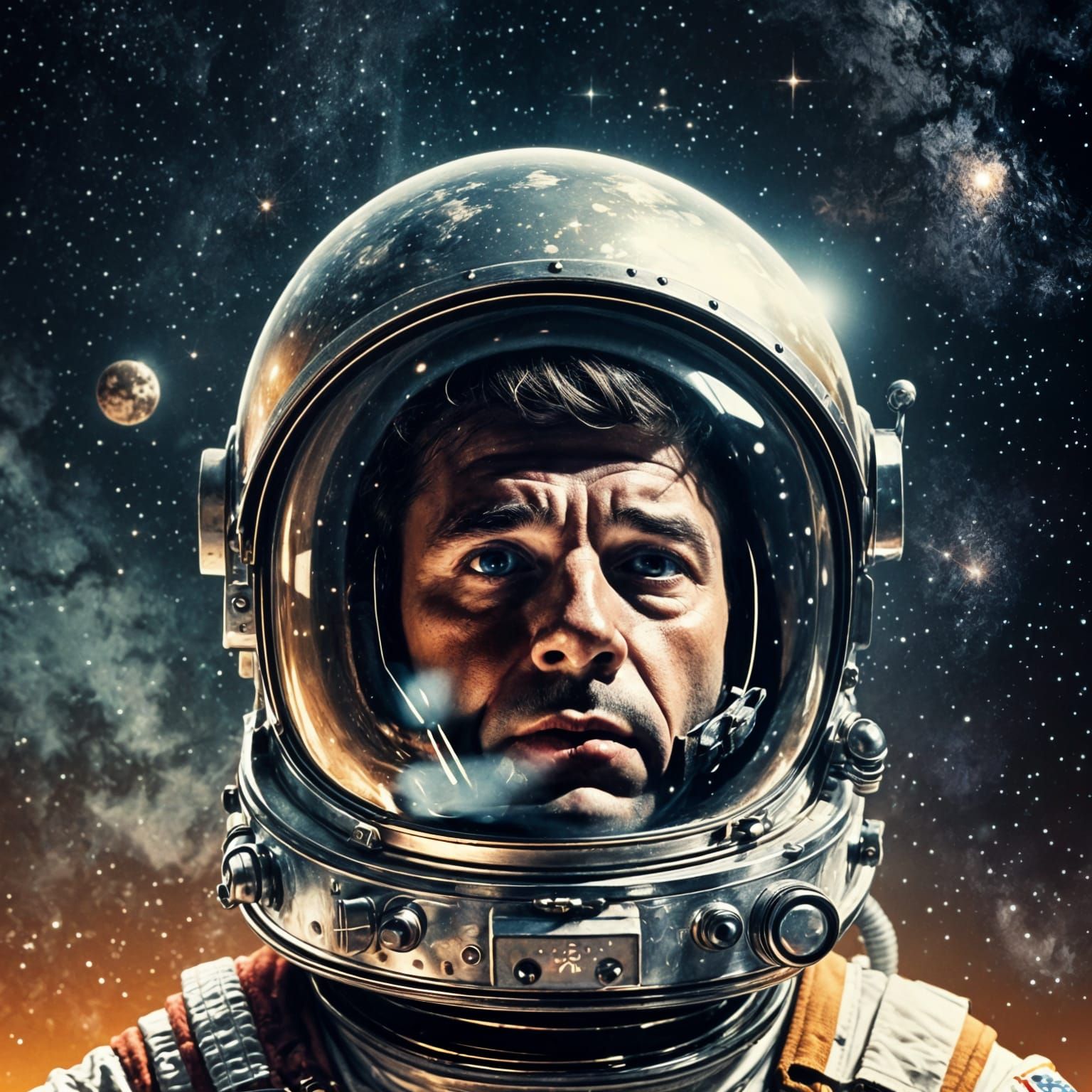 Vintage Astronaut Lost in Deep Space
