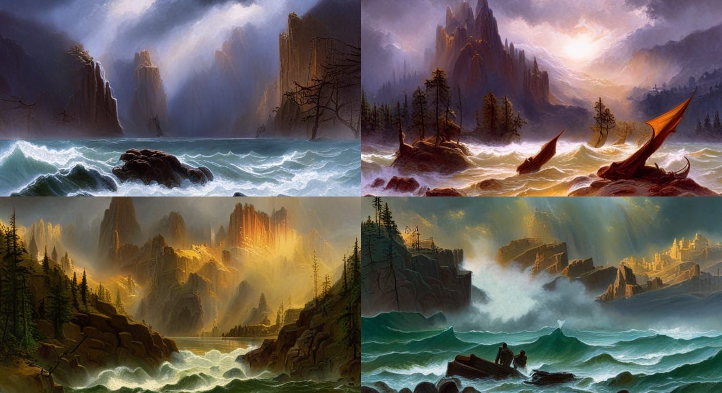 Eerie Landscape with Bell in Bierstadt Style