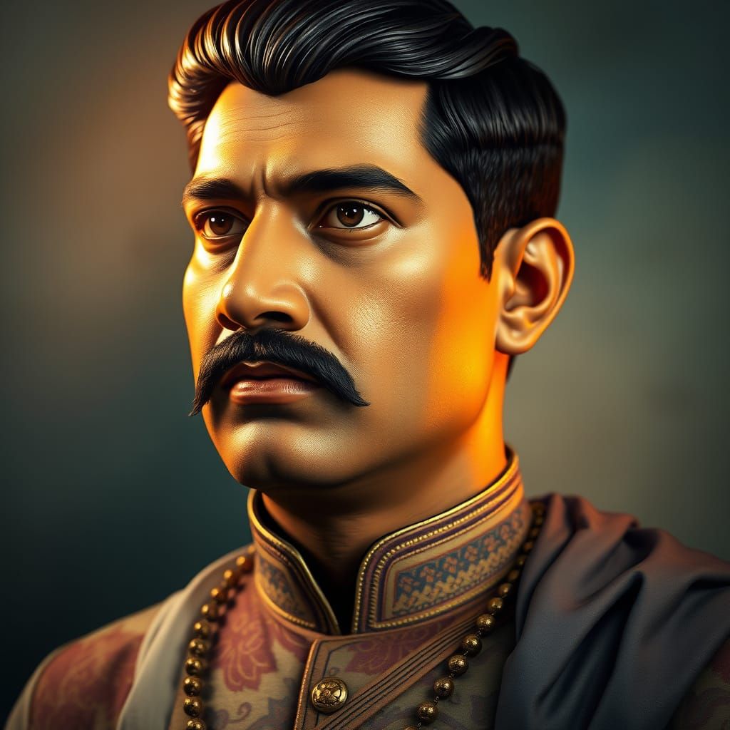 Indian Freedom Fighter in Dramatic Lighting