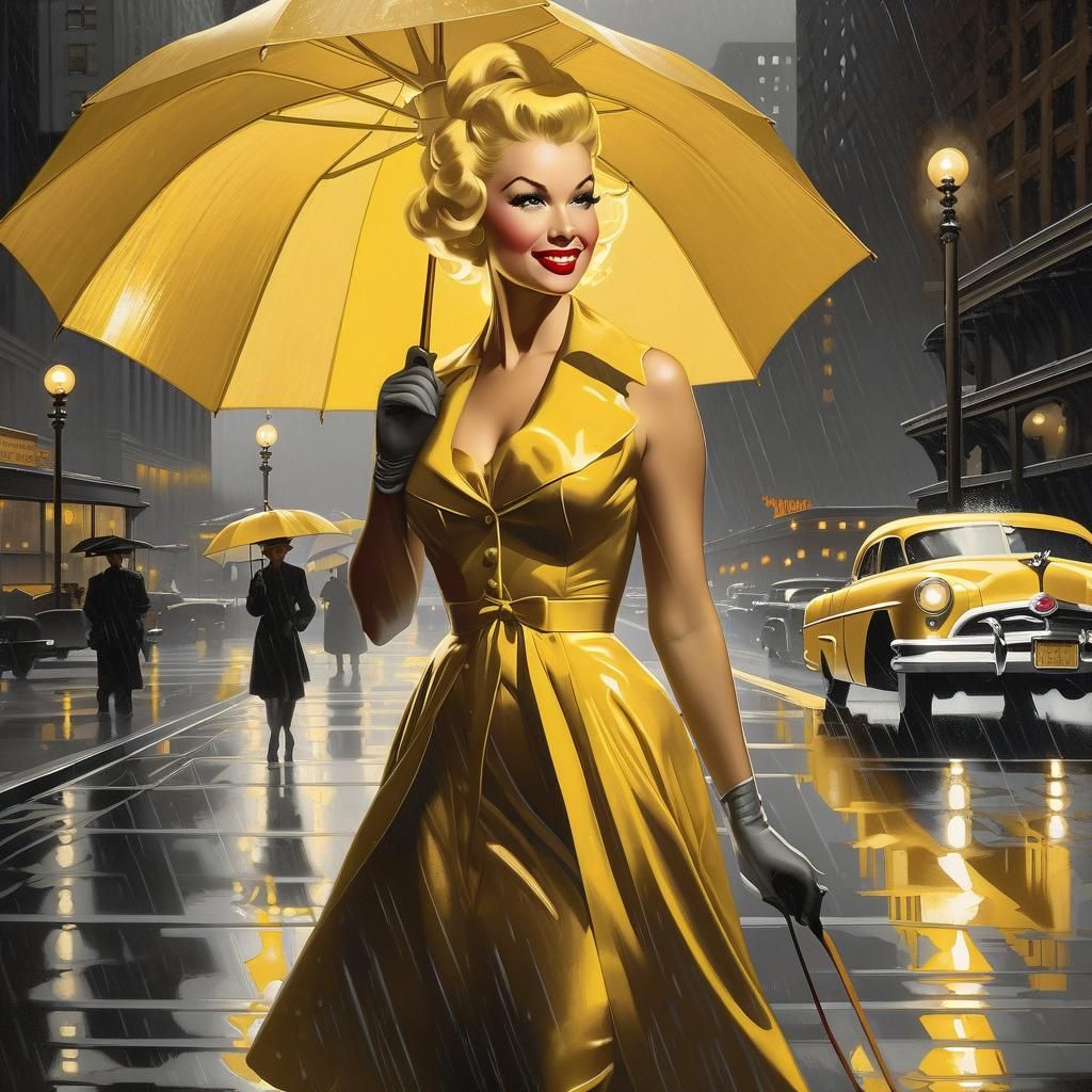 Chicago, the windy city in the 60s and in the rain a big splash of yellow