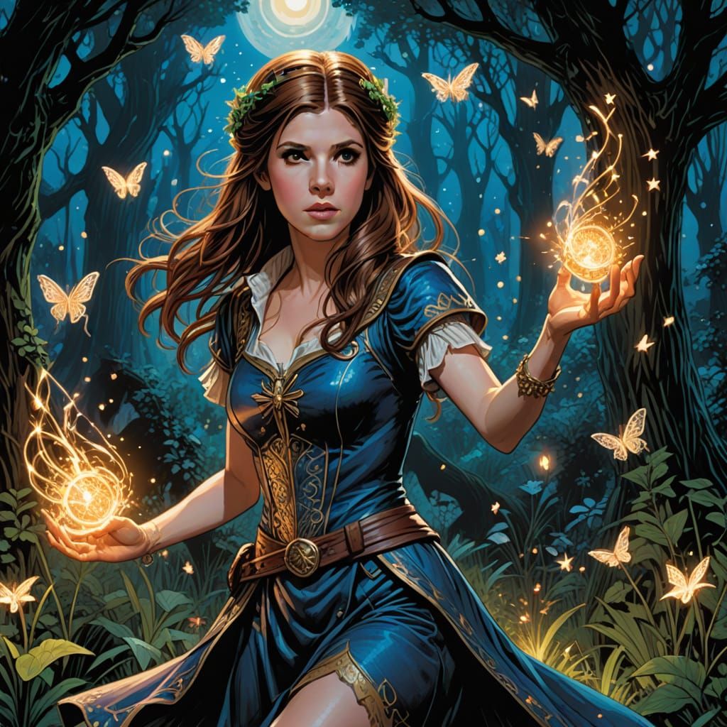 Faerie Wizard Casting a Spell in Comic Book Art Style