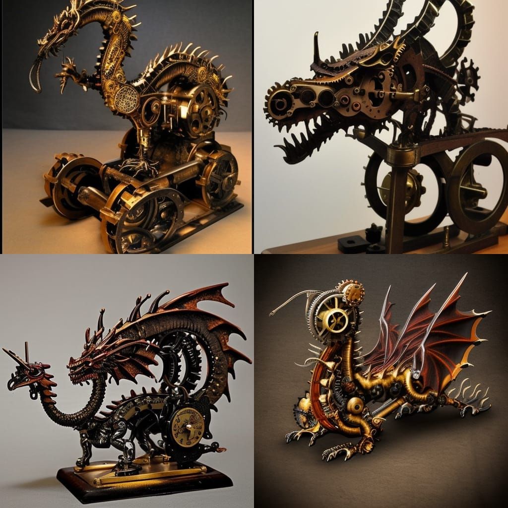 Steampunk Mechanical Dragon Engine Design