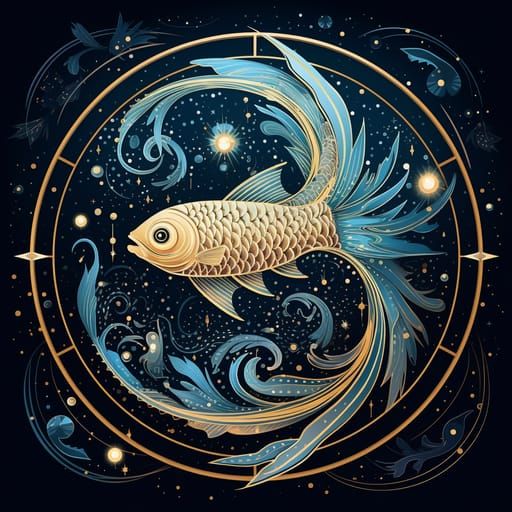Pisces Sign in Starry Night Sky
