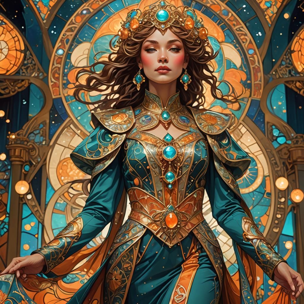 Art Nouveau Empress on Runway in High Fashion