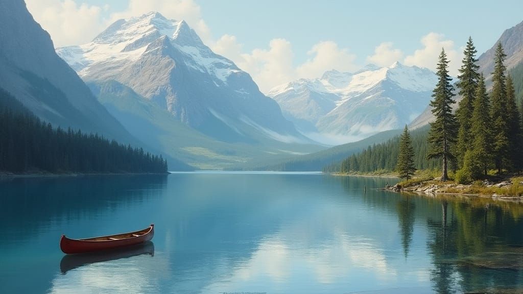 Majestic Mountain Range Reflected in Lake