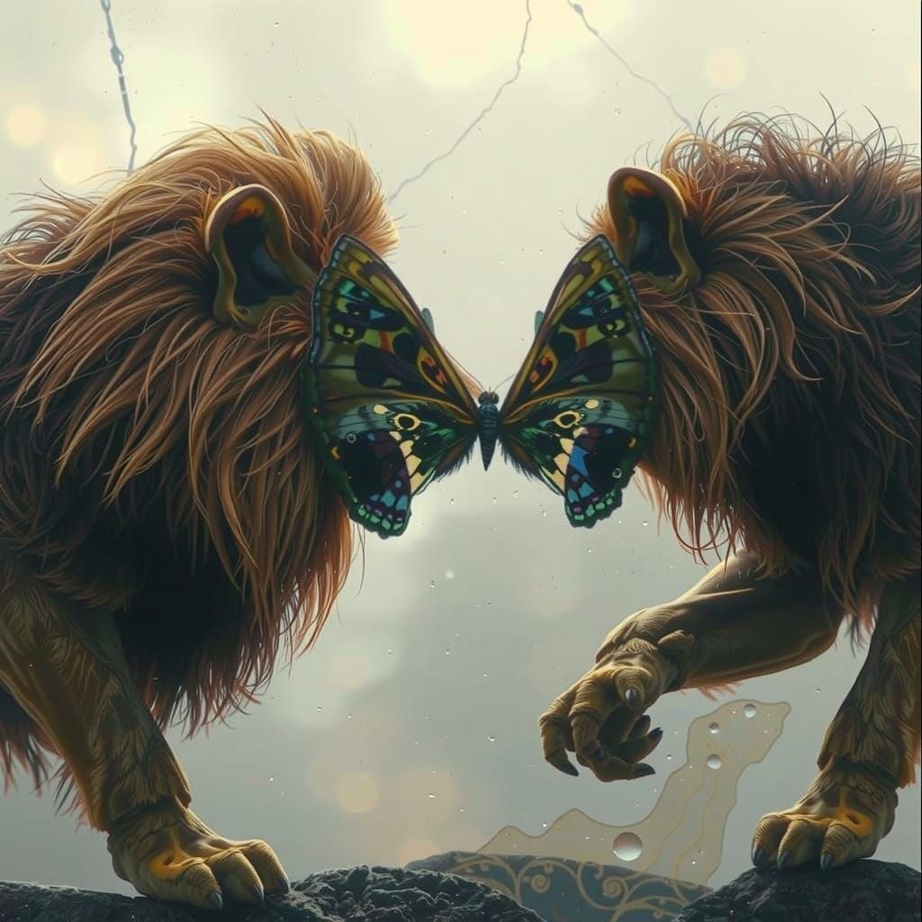 Delicate Butterfly Illuminated on Vibrant Stained Glass