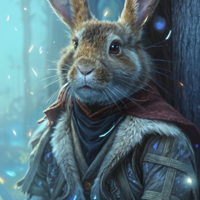 Rabbit Magician Detailed Portrait in Digital Art
