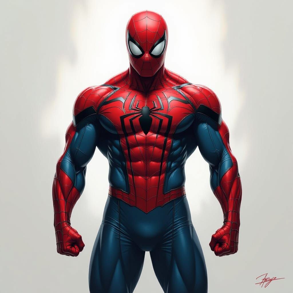 Muscular Spider-Man in Vivid Red and Blue Suit