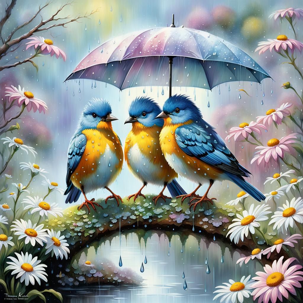 Birds Parlay in the Rain