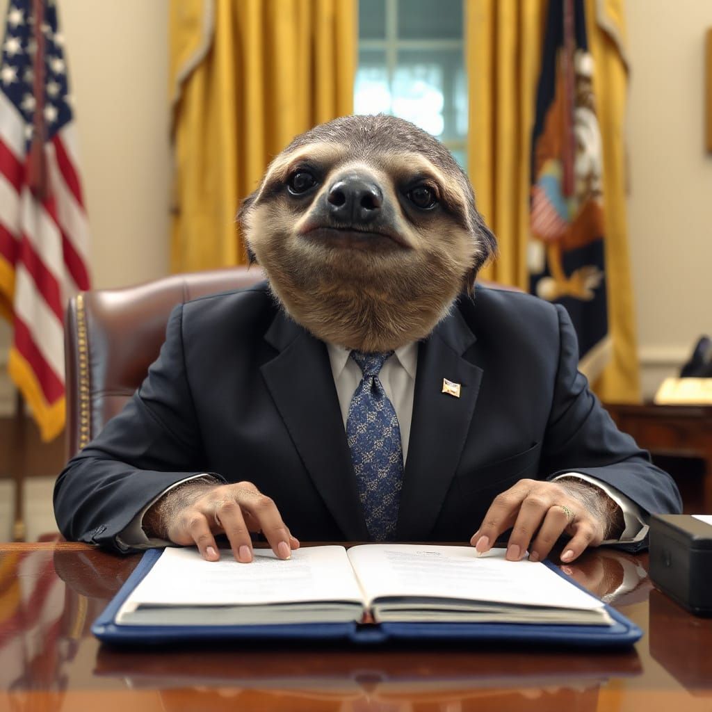 Sloth President in Oval Office