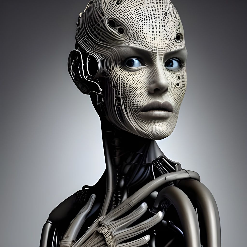 Intricate Android Female in Biomechanical Style