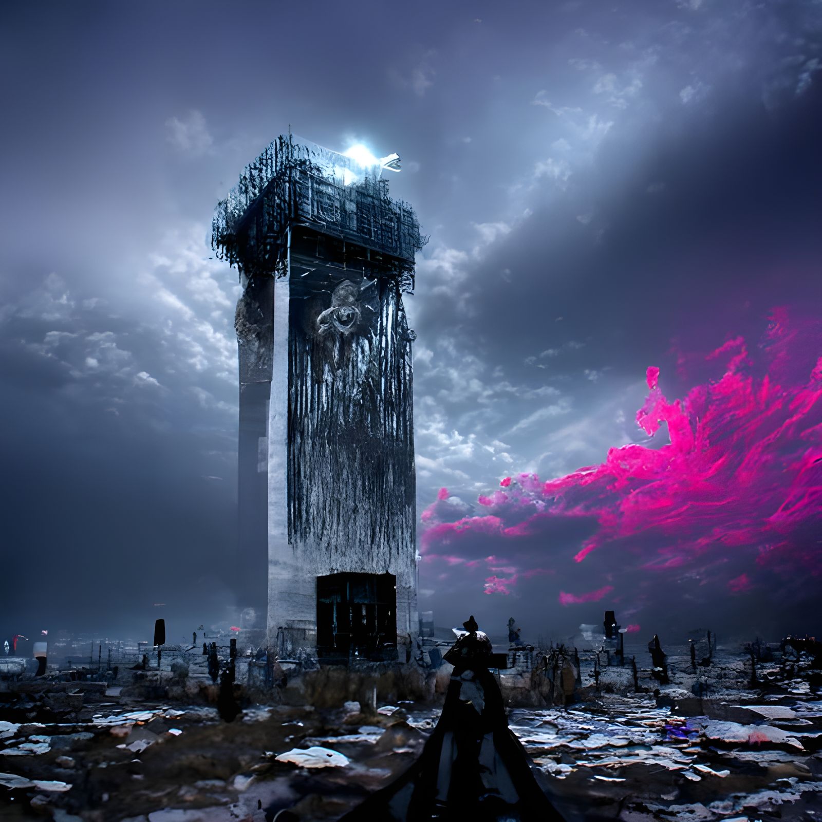 Surreal Execution Tower with Angel of Death