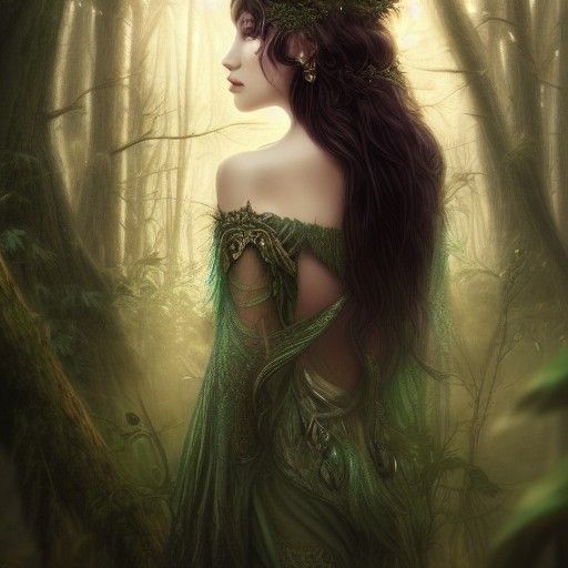 Ethereal Forest Goddess in Hyperdetailed Fantasy Art