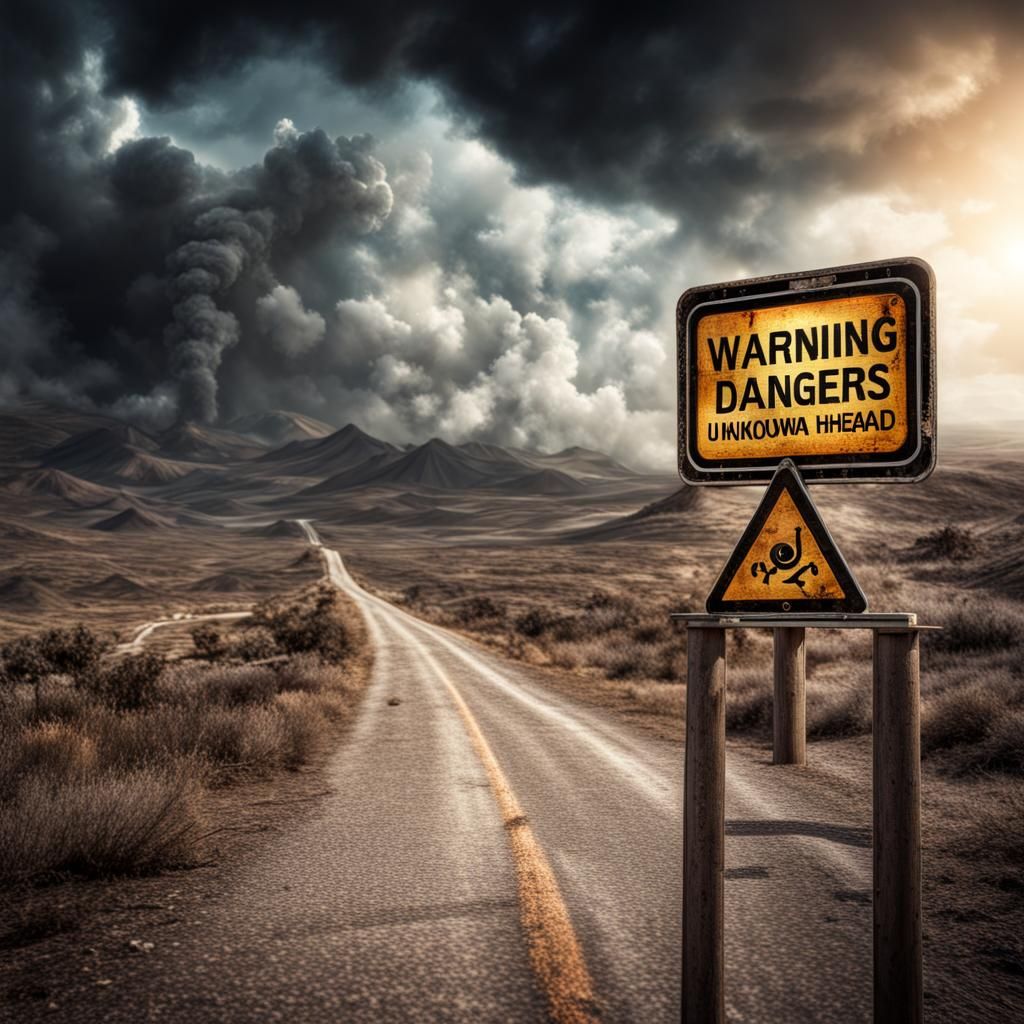 Warning Sign of Cosmic Dangers: Hyperrealistic Fantasy