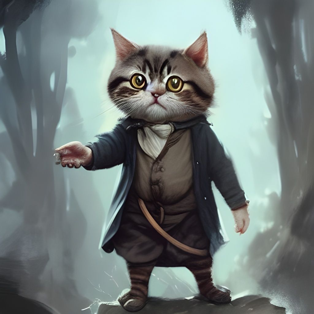 Hobbit Cat Digital Art by Greg Rutkowski