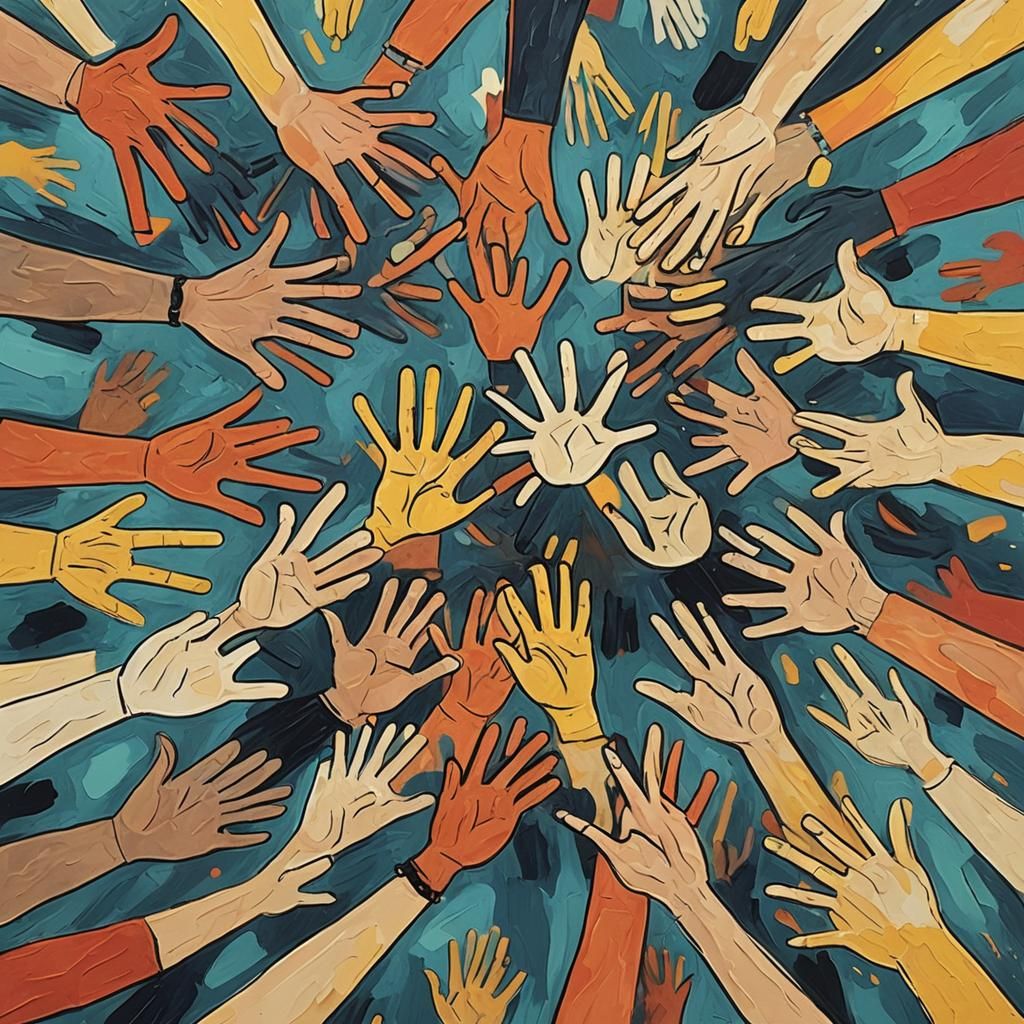 Abstract Art: Friends Sharing High Fives