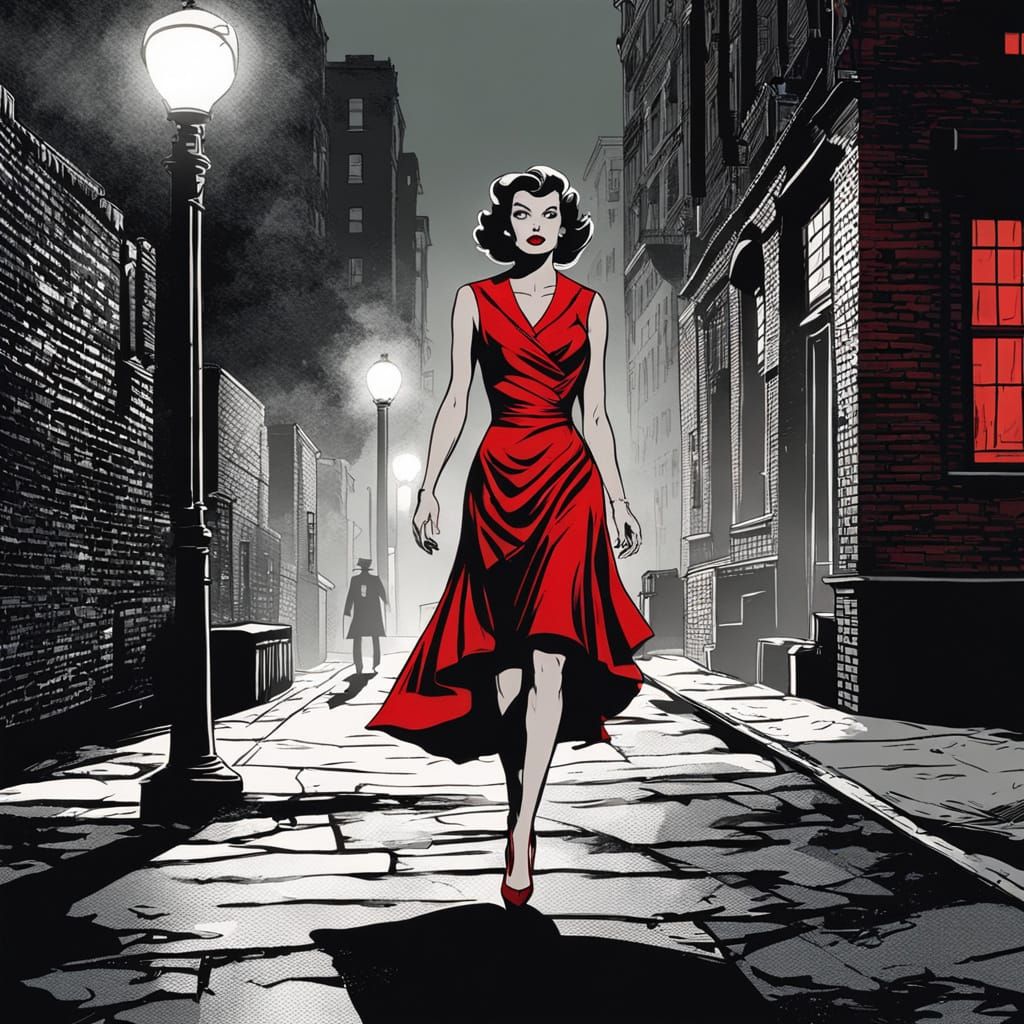 Film noir atmosphere, comic book style