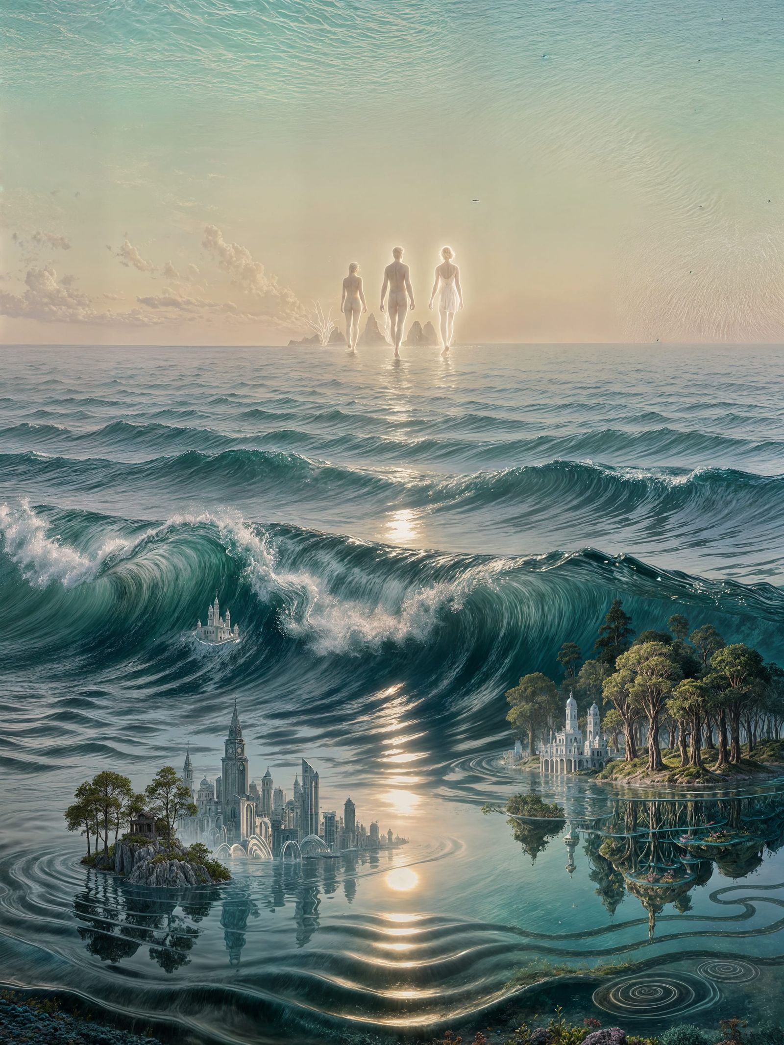Surreal Future Visions Reflected in Painterly Waves