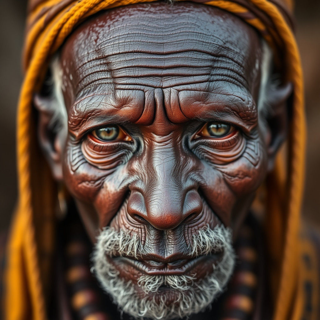 Tanzanian Shaman Portrait: Extreme Close-Up