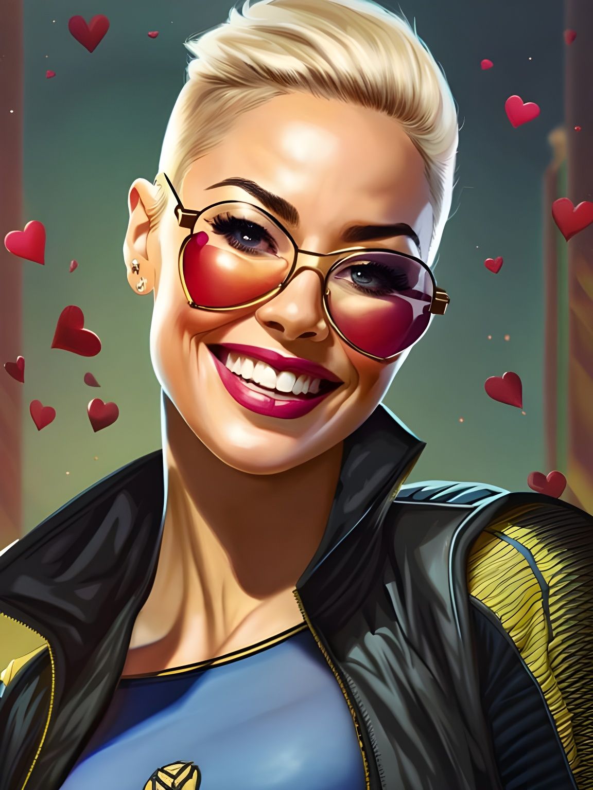 Hyperdetailed Portrait of Smiling Blond Woman