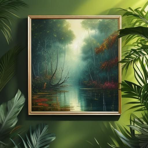 Tropical Birds in Misty Swamp: Gouache Watercolor Painting