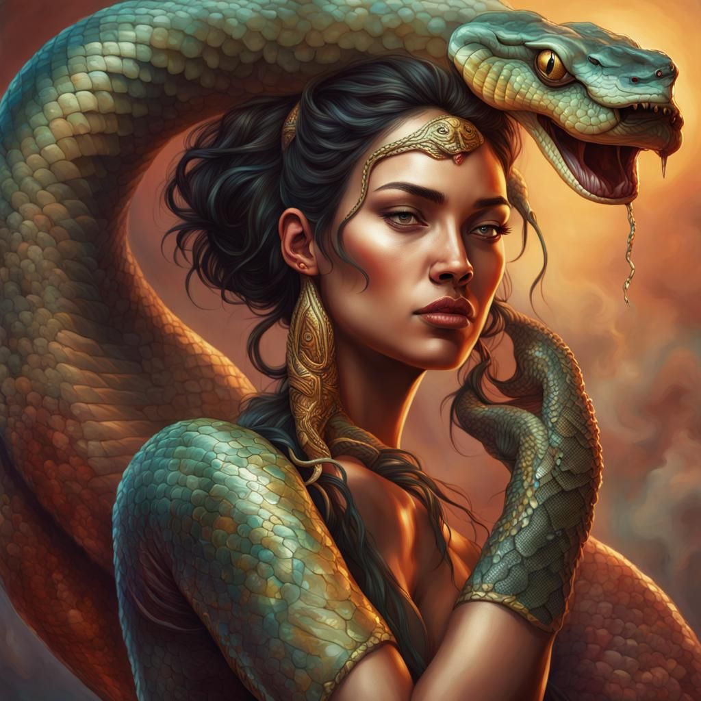 Mystic Naga Woman Entwined