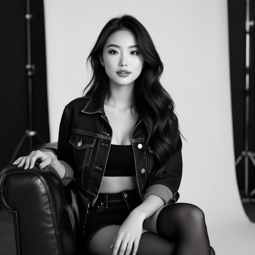 Elegant East Asian Woman in High Fashion Portrait